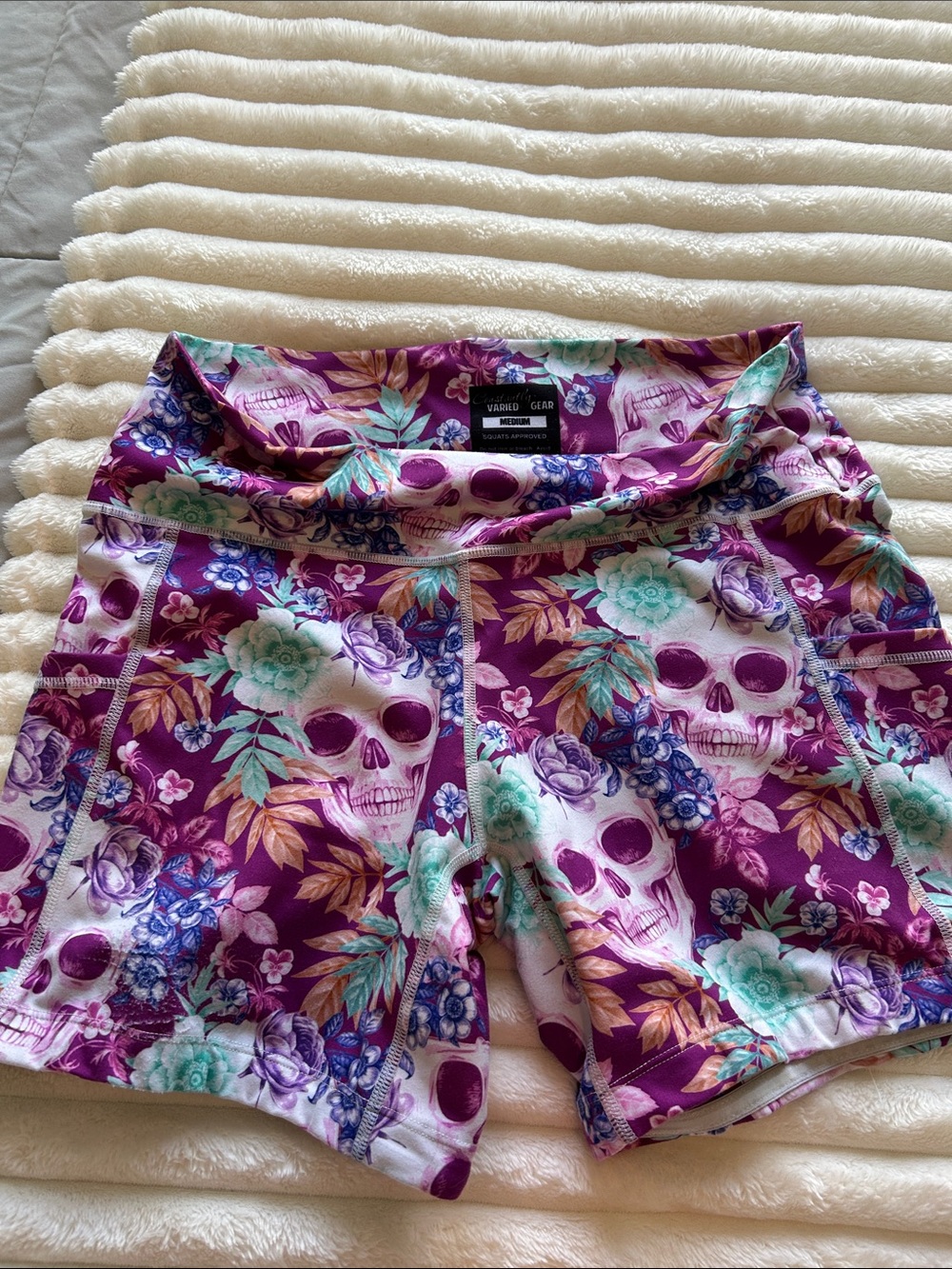 Constantly Varied Gear Purple Floral Skull Athletic Shorts